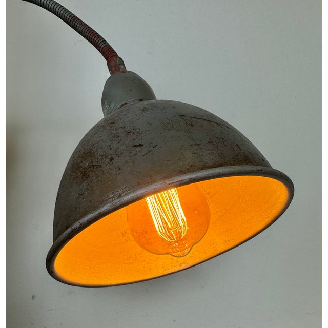 Industrial Grey Gooseneck Scissor Wall Lamp from Elektroinstala, 1960s For Sale - Image 15 of 18