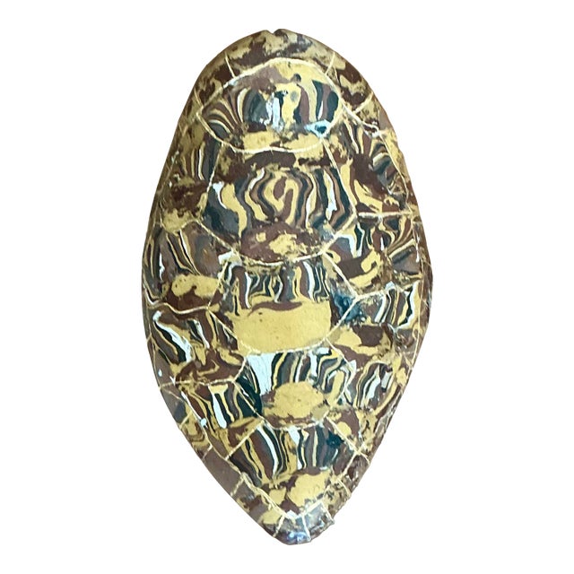 Vintage Italian Scagliola Gilt Tipped Pigmented Plaster Turtle Shell For Sale