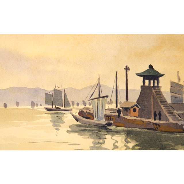 Sailboats at the Dock - Seascape by Yoshiro Shimidzu For Sale - Image 4 of 8
