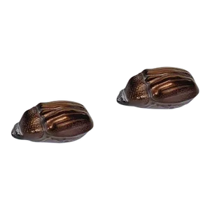 Mid 20th Century Lalique Egyptian Revival Scarabs in Boxes - a Pair