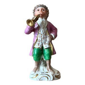 Vintage Regency Sitzendorf Porcelain Monkey Playing Trumpet
