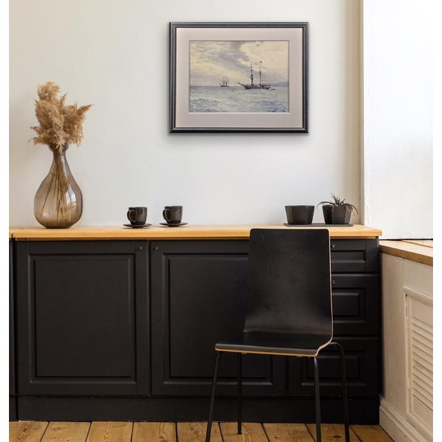 Charles Adderton, Norwegian Barques at Anchor, Lyme Bay, Devon and Dorset, 1890s-1910s, Watercolor For Sale - Image 13 of 18