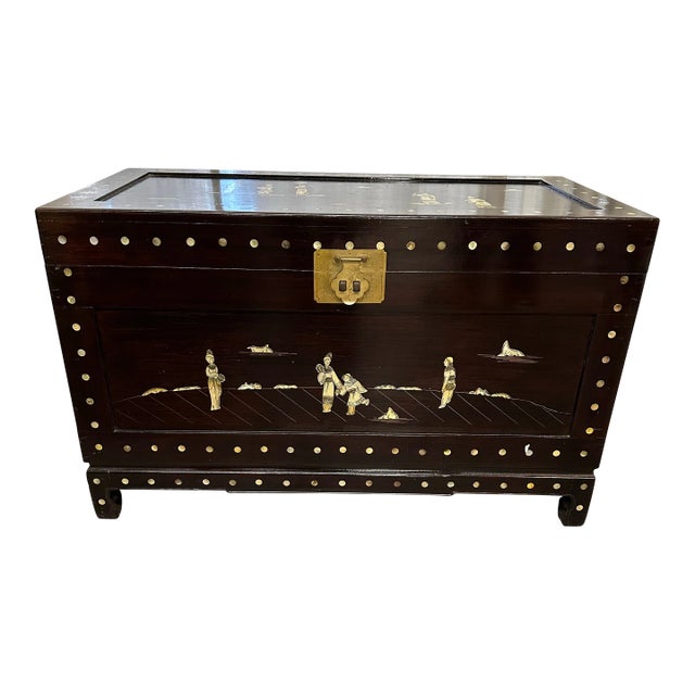 Antique Rosewood Inlaid Chinoiserie Chest For Sale