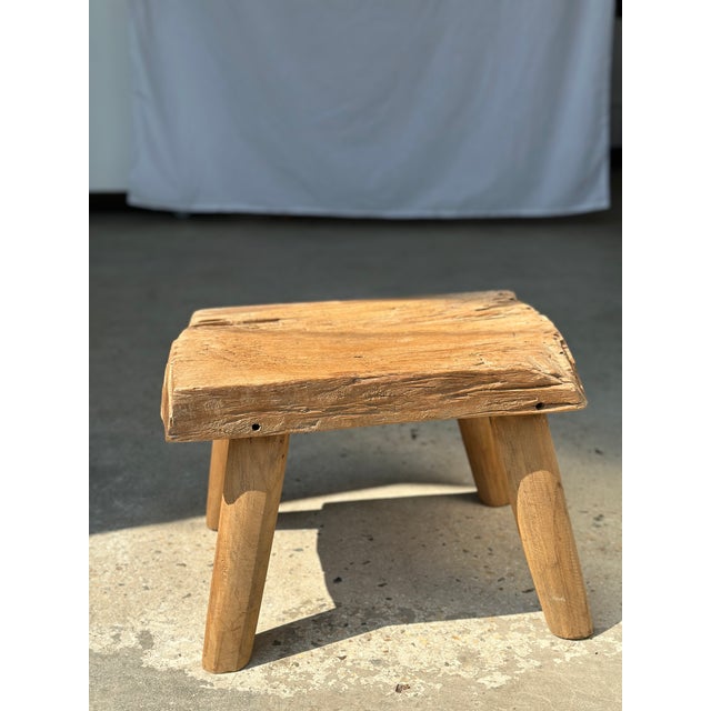 Small Side Table or Stool in Four-Legged Blond Teak For Sale - Image 18 of 18