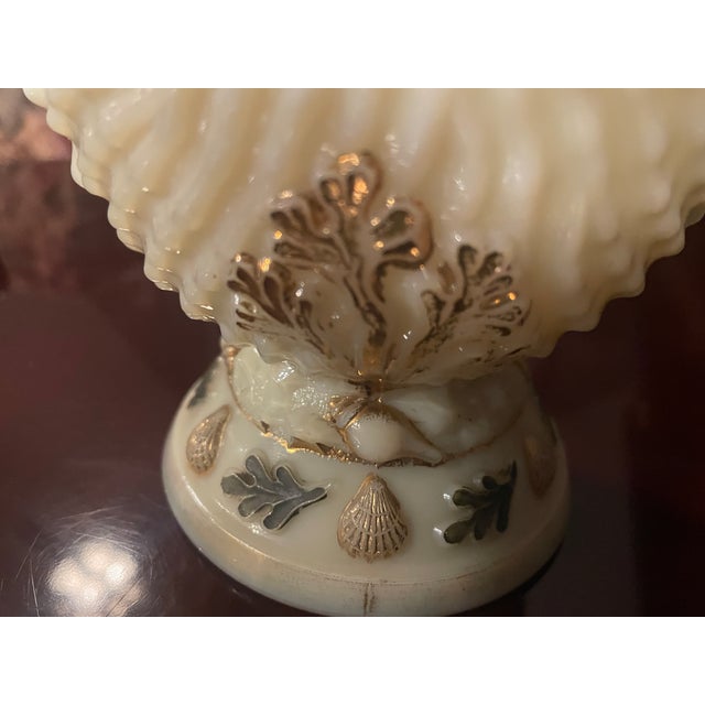 Glass 1900 Rare Northwood Argonaut Shell Custard Glass Covered Sugar Bowl Gilt Accents For Sale - Image 7 of 15