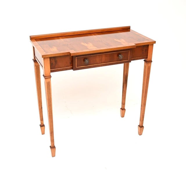 Vintage Georgian Style Yew Wood Console Table, 1950 For Sale - Image 9 of 9