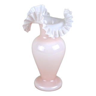 20th Century Art Nouveau Pink Glass Vase with Frilly Edge, Austria, 1900 For Sale