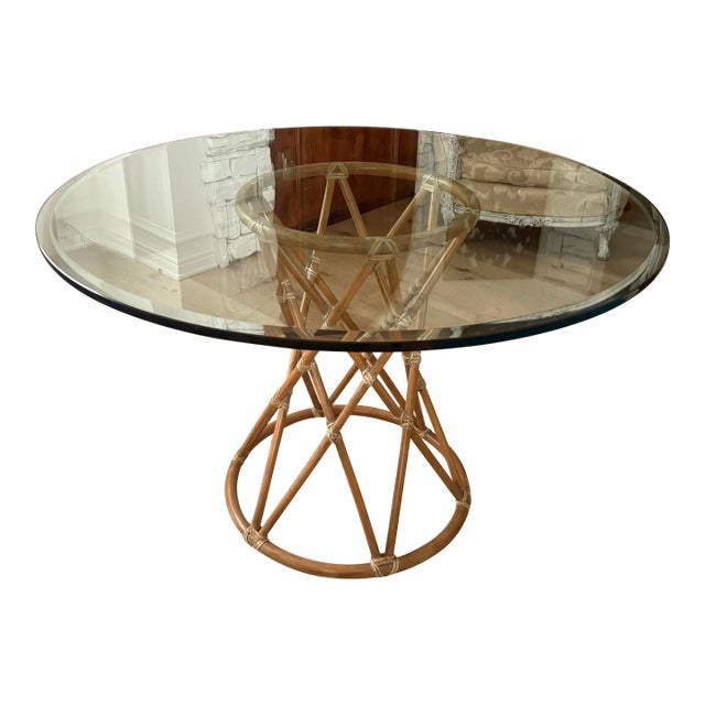 McGuire Vintage Organic Modern Glass Top Dining Table 1964 For Sale