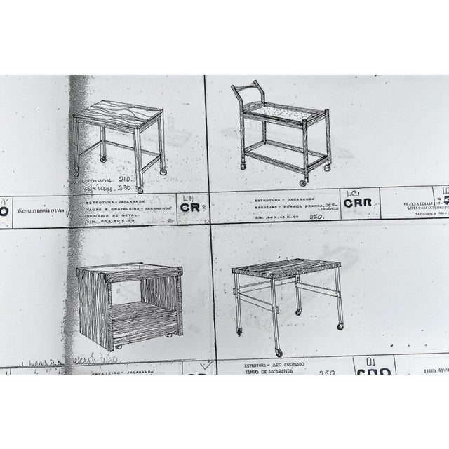 Wood Bar Cart in Hardwood With Shelf, Sergio Rodrigues, 1960s For Sale - Image 7 of 7