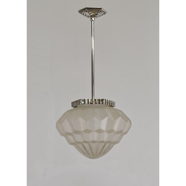 David Gueron Degue French Art Deco Pendant Light by Degue - 1925 France For Sale - Image 4 of 11