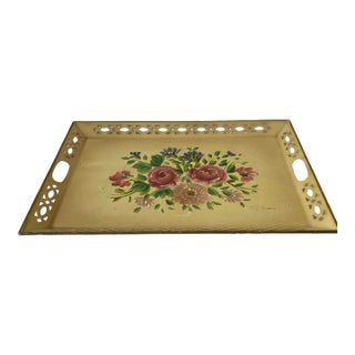 Vintage 1950s Hand Painted and Signed Tray For Sale