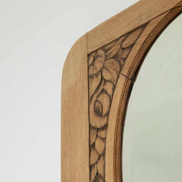 Art Nouveau Circa 1910 French Art Nouveau Natural Wood Wall Mirror For Sale - Image 3 of 8