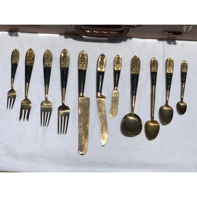 Rosewood and Brass Siam Flatware Boxed Set Service for 12, 144Pieces