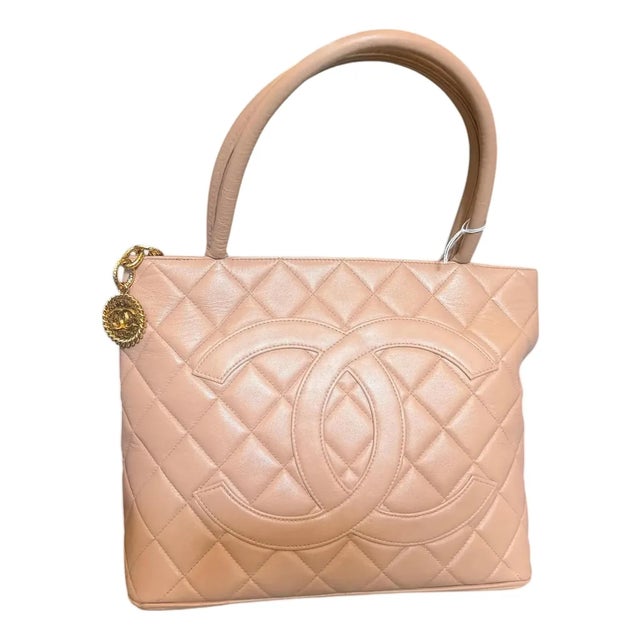 2000s Chanel Matelasse Light Pink Lamb Skin Tote Bag For Sale