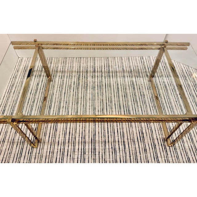 Metal Modern Brass and Glass Large Scale Cocktail Table For Sale - Image 7 of 7