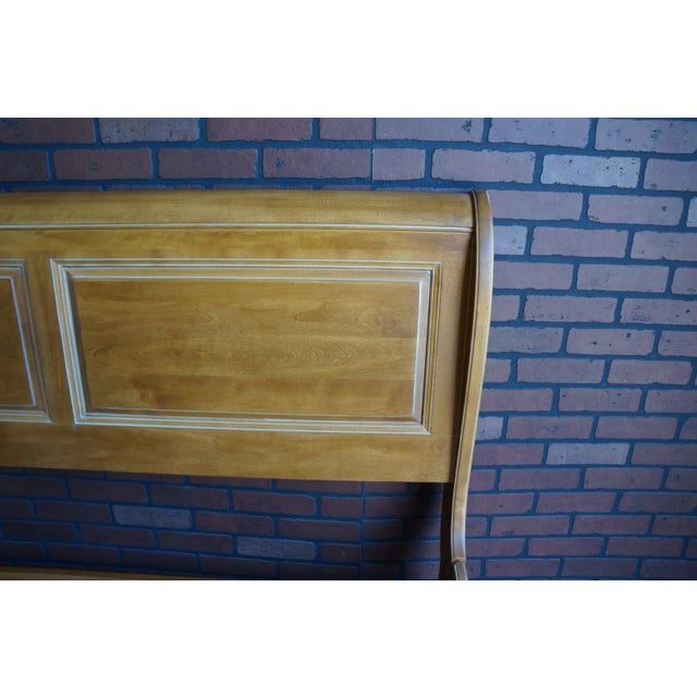 French Provincial Ethan Allen Country French Queen Sleigh Bed For Sale - Image 3 of 6