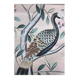 Hand Painted Bird Wallpaper Sample 12" × 16" | Elegant Chinoiserie Botanical Wall Art | Custom Size Available For Sale