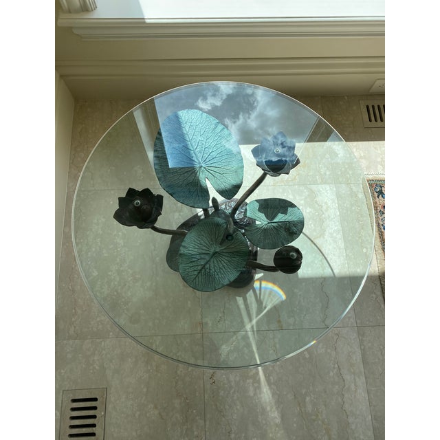 Round glass top with Iron base Table For Sale - Image 9 of 12