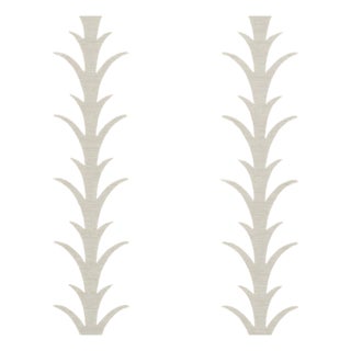 Schumacher X Celerie Kemble Acanthus Stripe Vinyl Wallpaper in Taupe For Sale