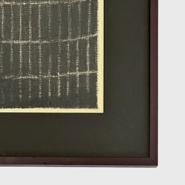 Abstract Vintage Abstract Minimal Charcoal on Paper, Framed/Richard Serra/Anni Albers For Sale - Image 3 of 5