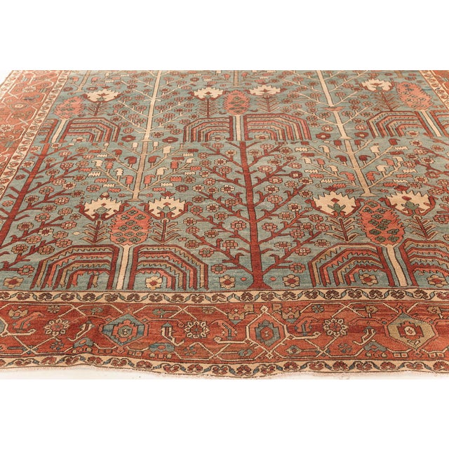 Blue One-of-a-kind Antique Persian Bakshaish Rug in Beige, Blue, Brown, Green and Pink For Sale - Image 8 of 12