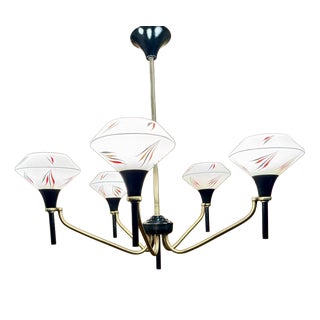 Vintage French Chandelier in Brass, 1950s For Sale
