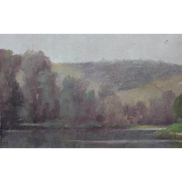 Gold A. Delahogue, Gold Framed Canvas Painting, 1892 For Sale - Image 8 of 18