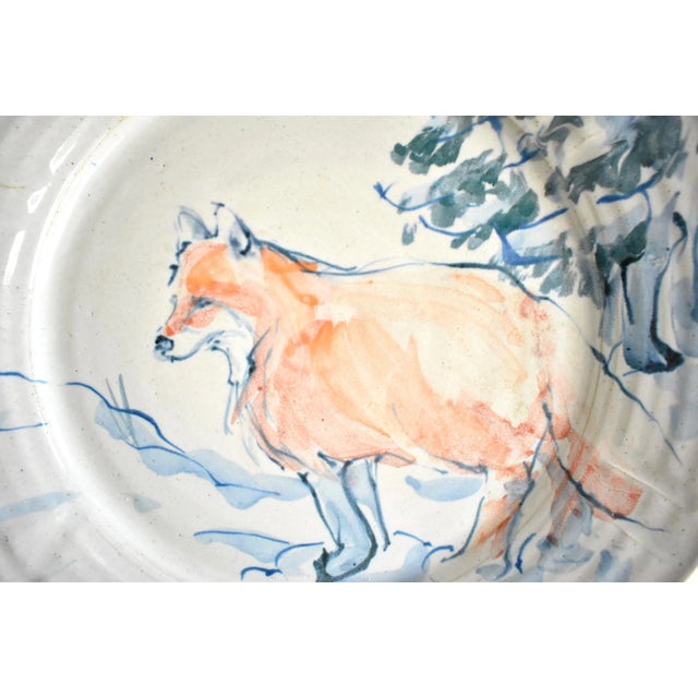 Rustic European Early 21st Century Studio Pottery Extra-Large Woodland Plate With Fox For Sale - Image 3 of 8