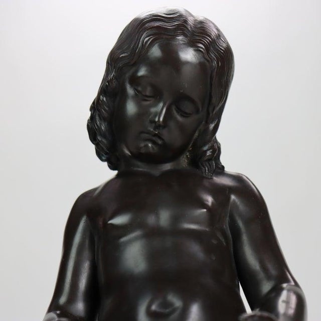 Antique Classical Bronze Sculpture of a Young Girl by L. V. E. Robert C1847 For Sale - Image 12 of 14