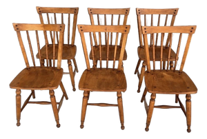 Vintage Set of 6 Ethan Allen “Squire” Maple Windsor Dining Chairs – Heirloom Nutmeg Finish