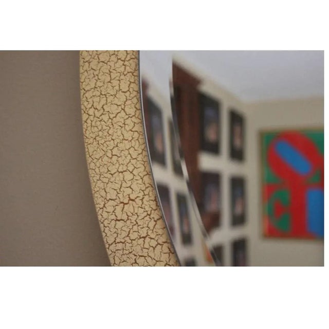 Glam Vintage Modern Ivory Crackle Round Revolving Spinning Mirror- Limited Edition- Signed by Design For Sale In West Palm - Image 6 of 10