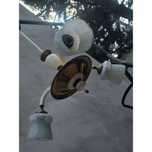 1960s Brass and Glass Chandelier from Cichoń Lighting, 1960s For Sale - Image 5 of 9