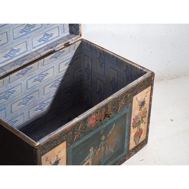 Antique Chinese Painted Trunk For Sale - Image 4 of 12
