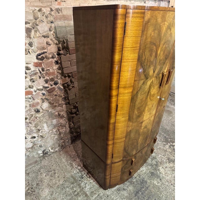 Vintage Art Deco Walnut Wardrobe, 1930s For Sale - Image 4 of 18
