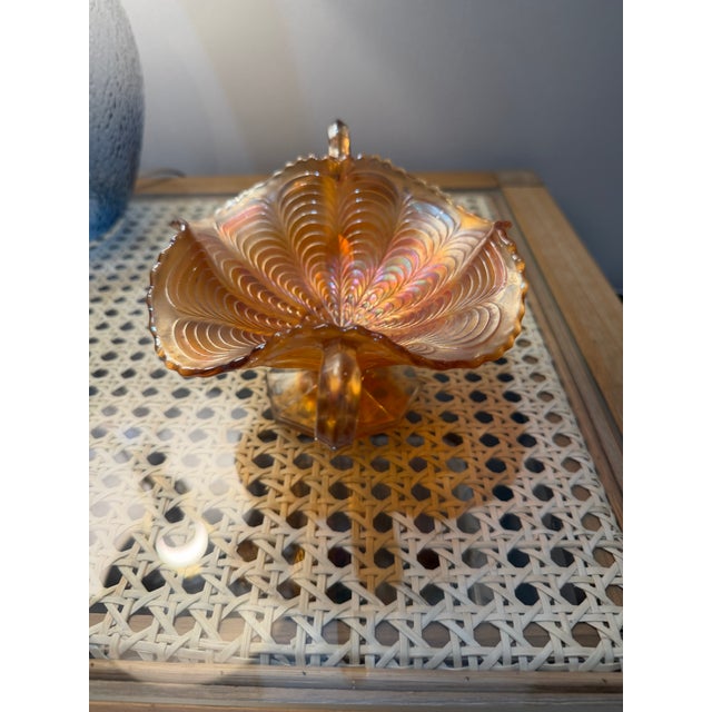 Traditional Early 19th Century Fenton Marigold Carnival Glass Bonbon Dish With Handles For Sale - Image 3 of 3