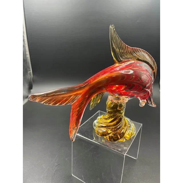Pair of Vintage Italian Art Glass Fish Styled After Murano For Sale - Image 6 of 12