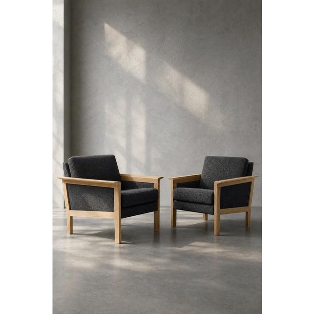 Mid-Century Danish Modern Oak and Felt Lounge Chairs, 1960s, Set of 2 For Sale - Image 6 of 18