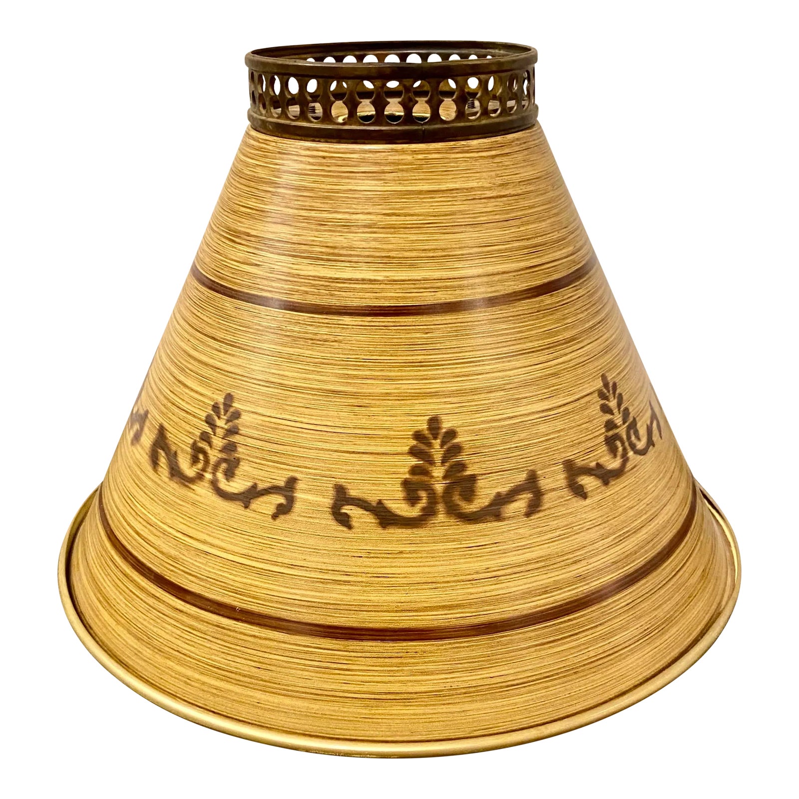 Vintage Italian Hand Painted Metal Lamp Shade | Chairish