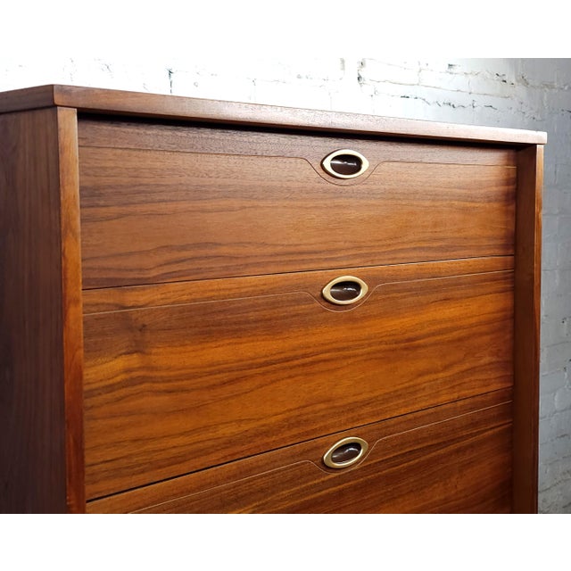 Brown Beautiful Restored Original Mid Century Modern Tall Dresser Highboy Mainline by Hooker Furniture For Sale - Image 8 of 14