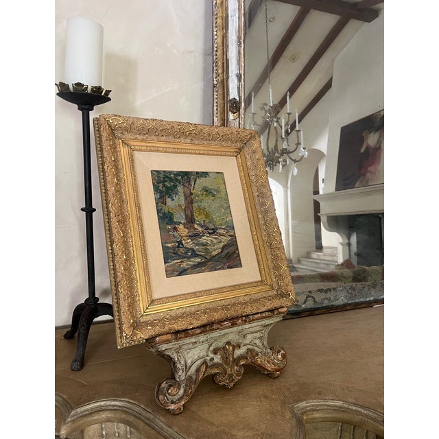Oil on board by Angelo Charles Scibetta (1904- 1962) titled '"Throwing Rocks", painted in New York in the 1940's. Signed...
