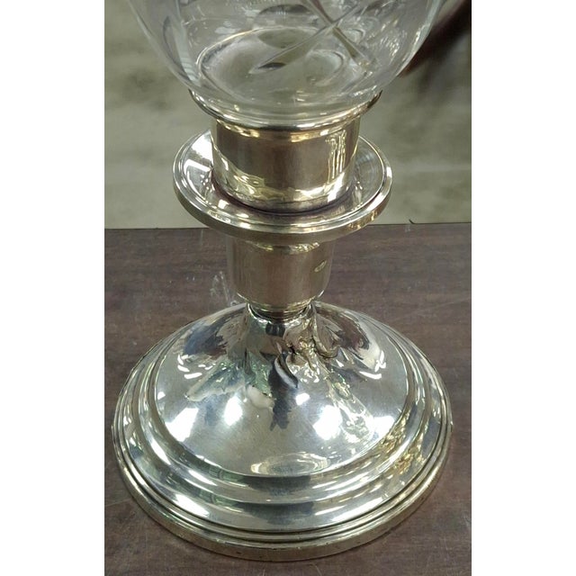 Mid 19th Century Pair Revere Silversmiths Weighted Sterling Silver & Crystal Shade Candle Holders For Sale - Image 5 of 9