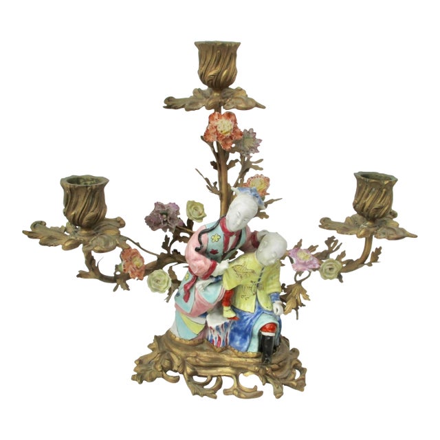 !8th Century Chinese Porcelain and Ormolu Candelabra For Sale