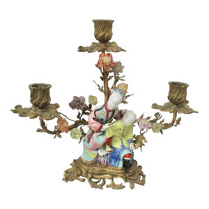 !8th Century Chinese Porcelain and Ormolu Candelabra