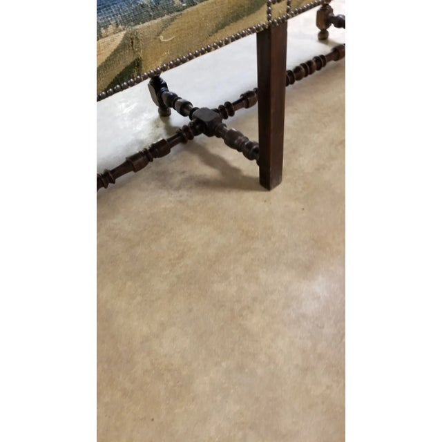 Stunning high back settee or sofa with amazing antique tapestry upholstery.....this tapestry is from the 1700's and was...