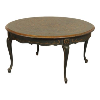 Italian Florentine Style Vintage Painted Round Coffee Table For Sale