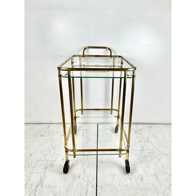 Brass Vintage Art Deco Brass Bar Cart For Sale - Image 8 of 12
