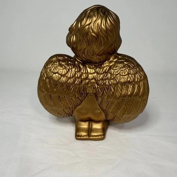 Vintage Caffco Gold Kneeling Praying Angel Cherub Figurine Statue Christ Decor Religious For Sale - Image 9 of 12