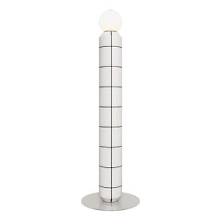 Handcrafted Ceramic Floor Lamp in White With Black Glaze For Sale