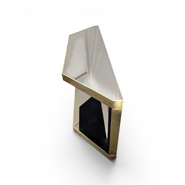 Console Table in Brass and Mirrored Glass, 1970s For Sale - Image 4 of 9