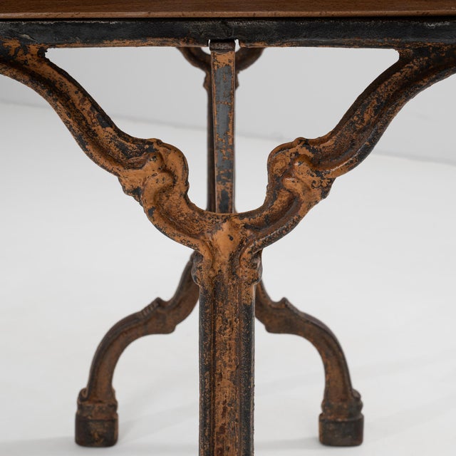 1900s French Bistro Table With Base Cast Iron & Wooden Top For Sale - Image 12 of 18